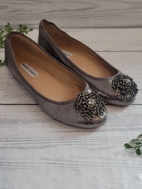 Marco Santi Marla Metallic Gray Jeweled Ballet Flats Womens Size 7